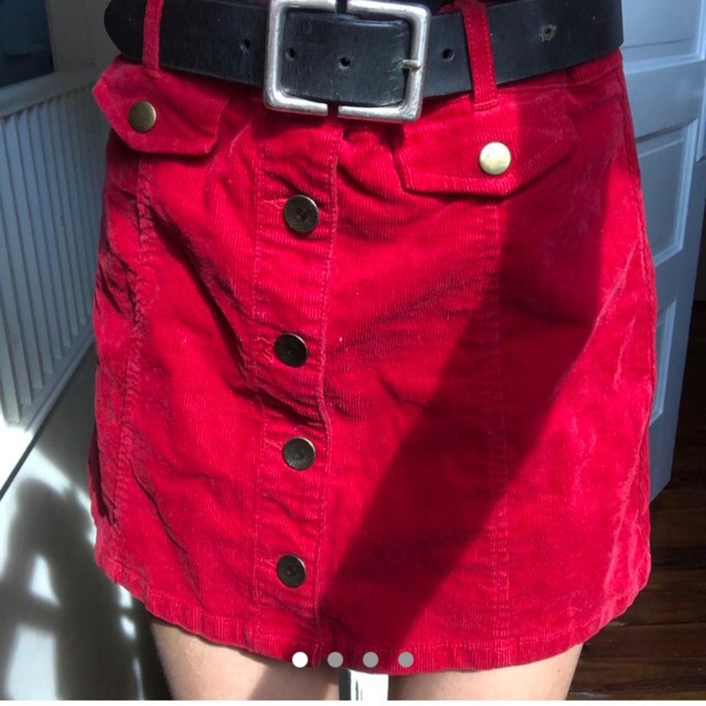 red velvet corduroy button skirt ❤️